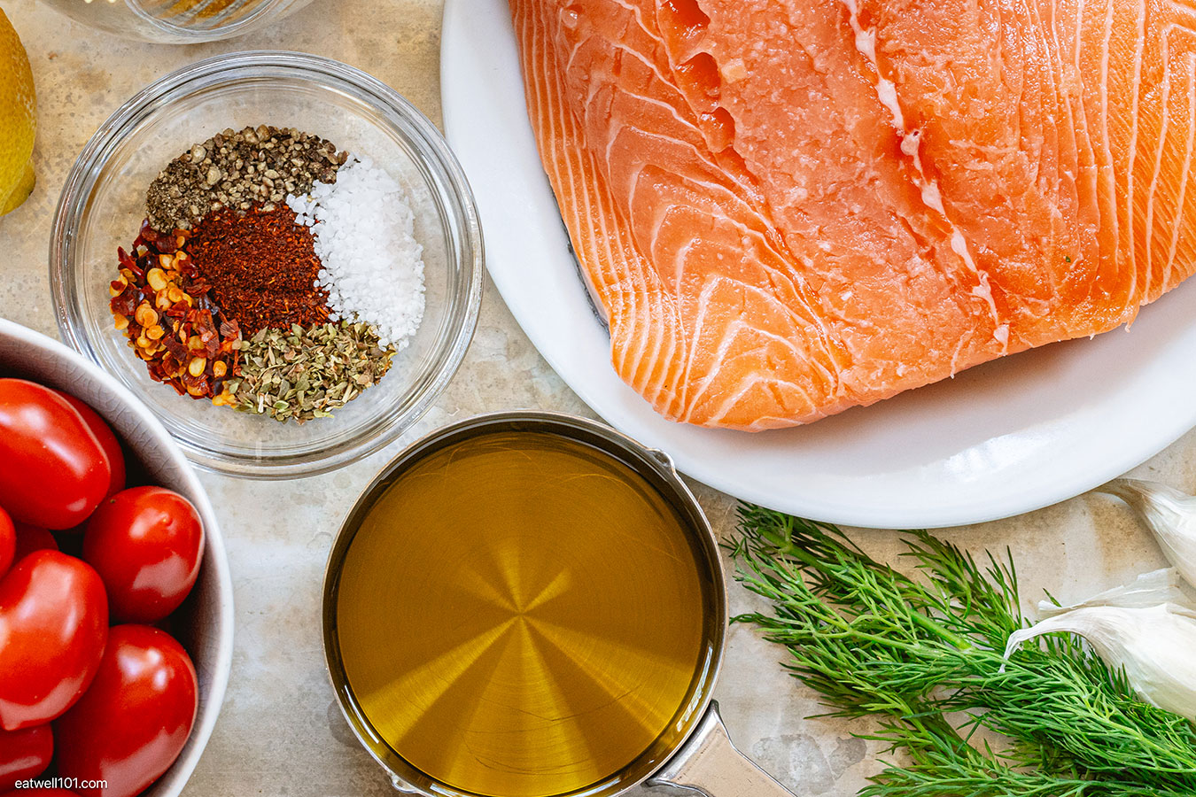 baked salmon an dtomatoes ingredients