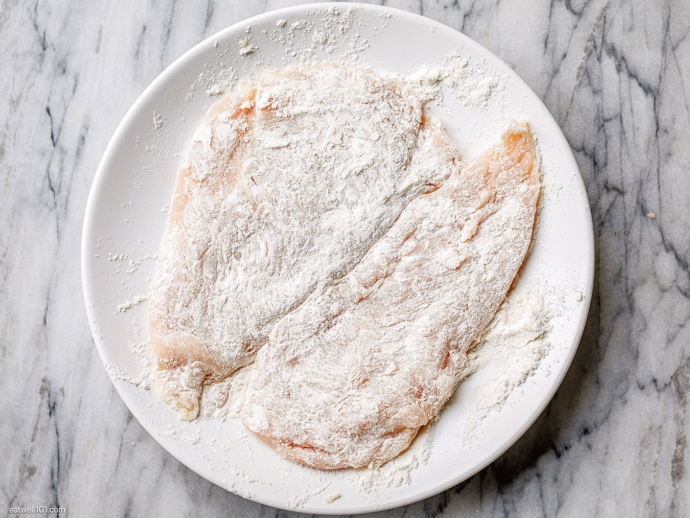 dredged chicken in flour