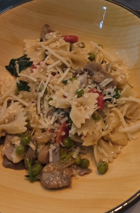 Parmesan Spinach Mushroom Pasta Skillet