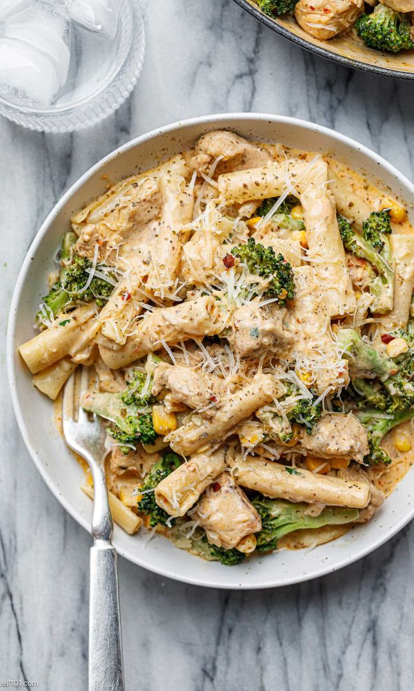 Creamy Chicken Pasta with Sweetcorn and Broccoli