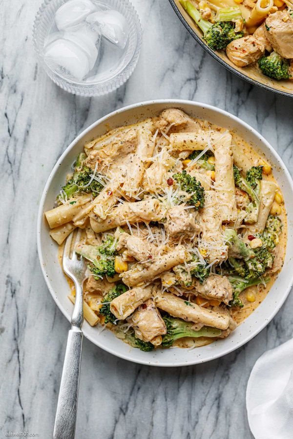 Creamy Chicken Pasta with Sweetcorn and Broccoli