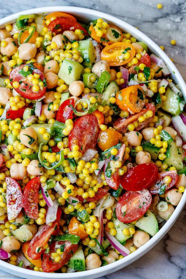Israeli Couscous Salad - #recipe by #eatwell101 - https://www.eatwell101.com/israeli-couscous-salad-recipe
