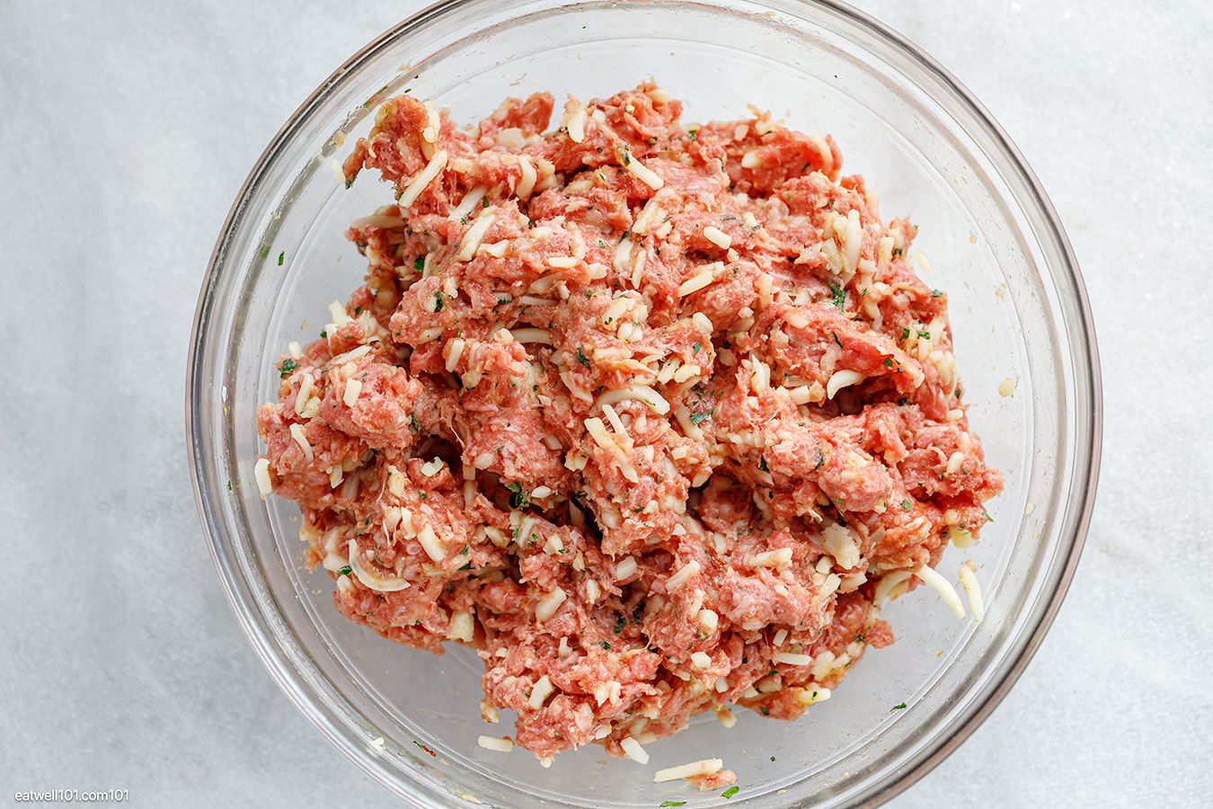 mixing ingredients for the meatballs