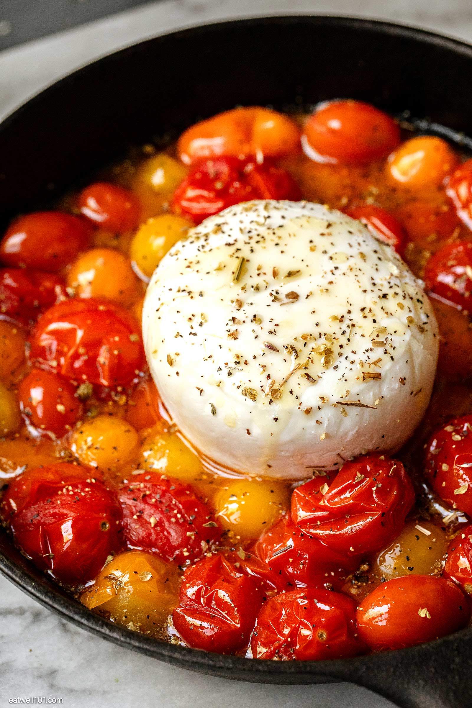 baked burrata and tomatoes